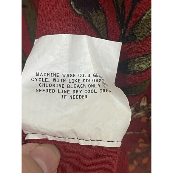 AGB Floral Print V-Neck Rust Tank/sheer overlay Layered Hem Size M Forest Fairy - Picture 9 of 10